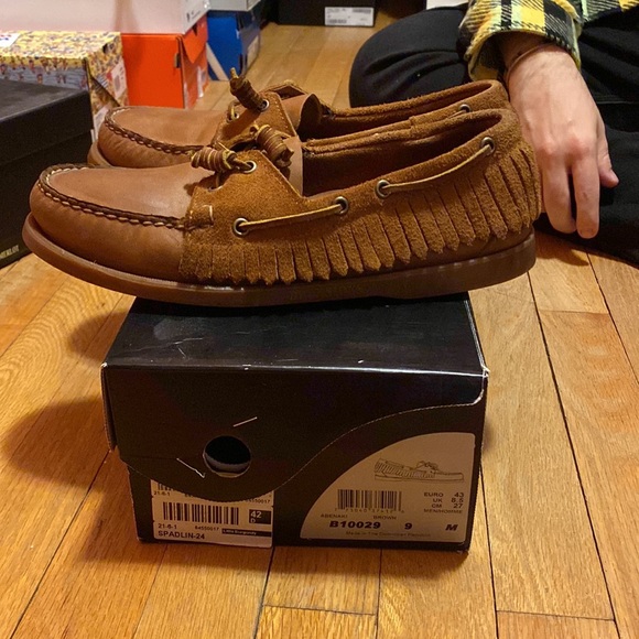 Sebago brown suede boat shoe with fringe size 9 - Picture 2 of 4